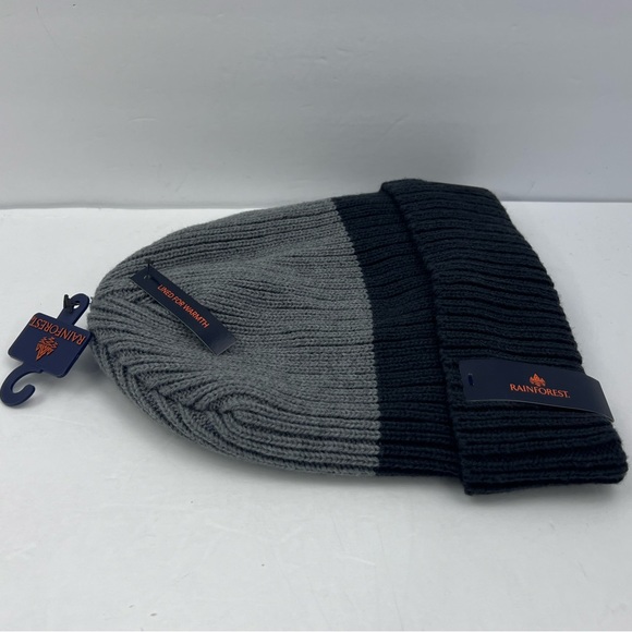 RAINFOREST BEANIE HAT, GREY & CHARCOAL, LINED WITH FLEECE FOR WARMTH, UNISEX - Picture 15 of 16